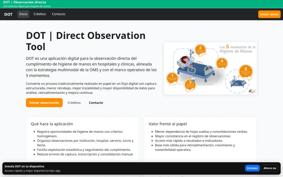 Vista de escritorio de DOT: Direct Observation Tool