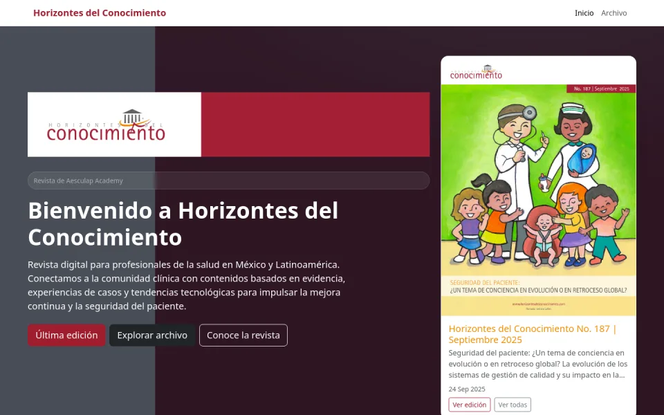 Vista de escritorio de Inicio · Horizontes del Conocimiento
