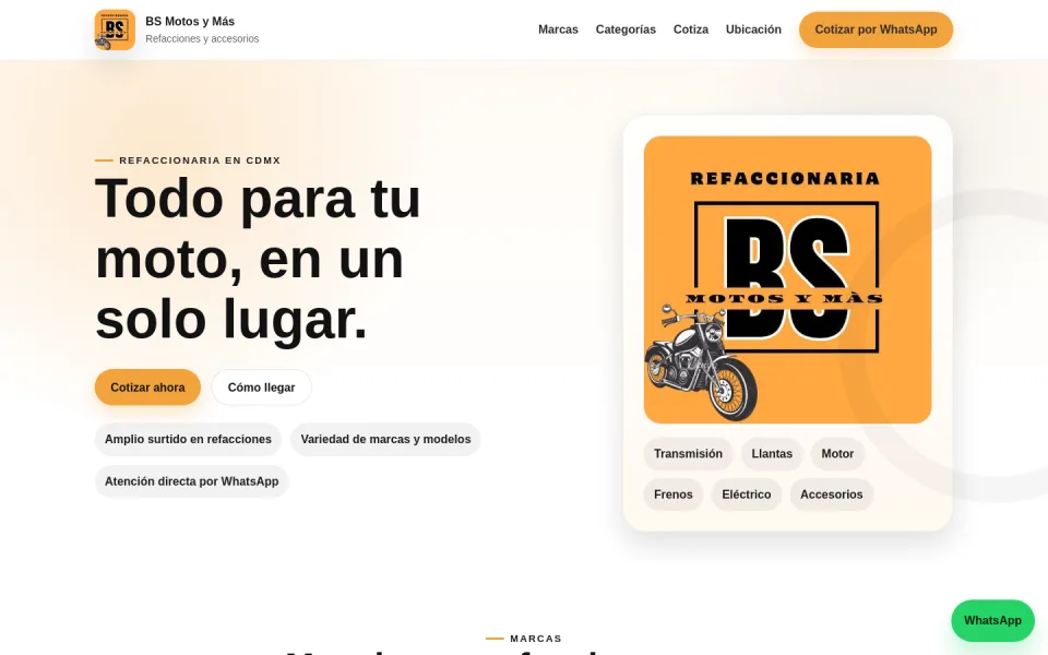 Vista de escritorio de BS Motos y Más