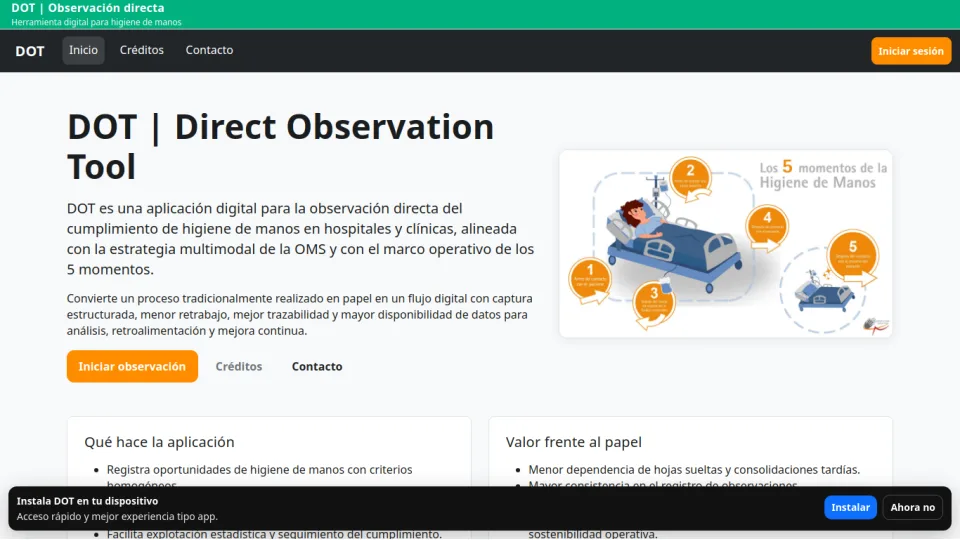 Vista laptop de DOT: Direct Observation Tool