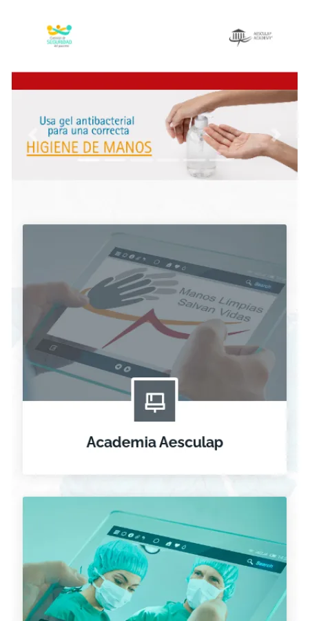 Vista móvil de Aesculap Seguridad del Paciente