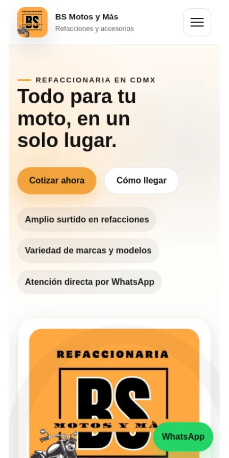 Vista móvil de BS Motos y Más