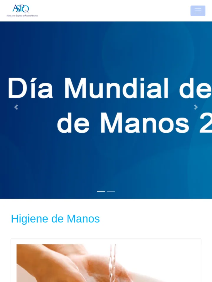 Vista tablet de Alianza por la Seguridad del Paciente Quirúrgico