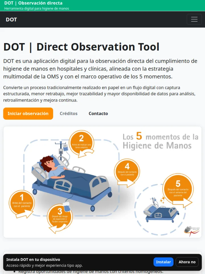 Vista tablet de DOT: Direct Observation Tool